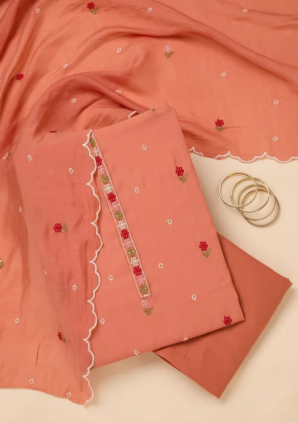 Peach_Chanderi_Threadwork_Unstitched_Dress_Material_With_Matching_Bottom_And_Dupatta