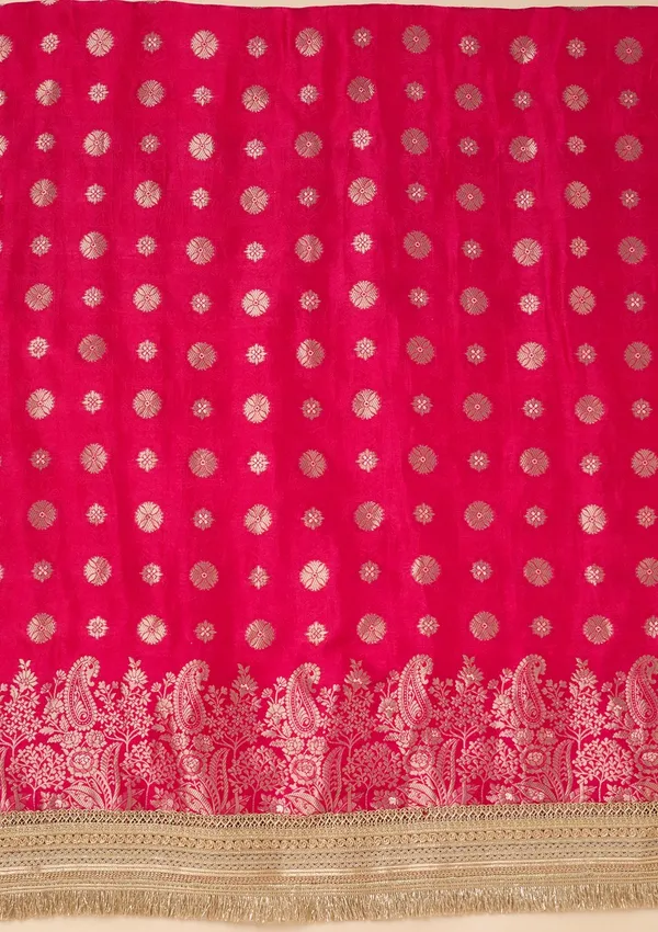 Rani_Pink_Dola_Silk_Gold_Zariwork_Unstitched_Dress_Material_With_Matching_Bottom_And_Dupatta