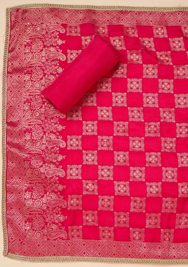 Rani_Pink_Dola_Silk_Gold_Zariwork_Unstitched_Dress_Material_With_Matching_Bottom_And_Dupatta