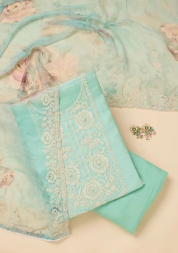 Sea_Green_Tissue_Threadwork_Unstitched_Dress_Material_With_Matching_Bottom_And_Dupatta