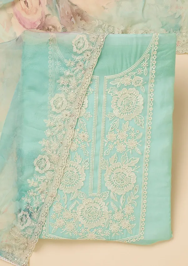 Sea_Green_Tissue_Threadwork_Unstitched_Dress_Material_With_Matching_Bottom_And_Dupatta