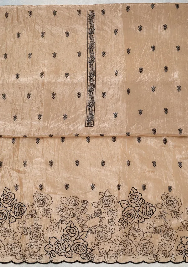 Beige_Tissue_Threadwork_Unstitched_Dress_Material_With_Matching_Bottom_And_Dupatta