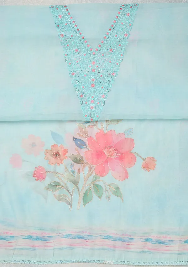 Sky_Blue_Cotton_Threadwork_Unstitched_Dress_Material_With_Matching_Bottom_And_Dupatta