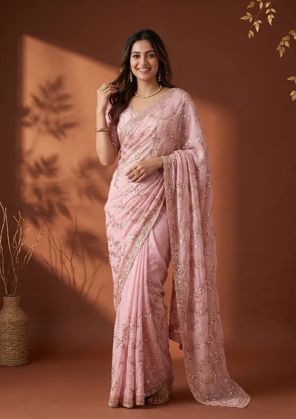 Baby_Pink_Tissue_Sequins_Saree_With_Matching_Blouse_Piece