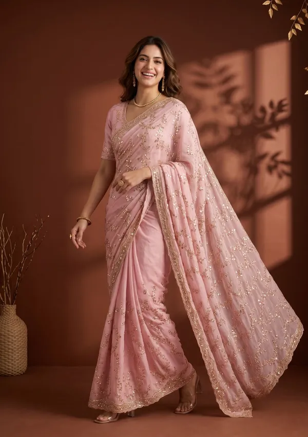 Baby_Pink_Tissue_Sequins_Saree_With_Matching_Blouse_Piece