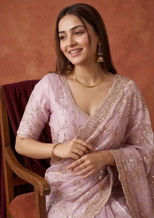 Lavender_Tissue_Sequins_Saree_With_Matching_Blouse_Piece