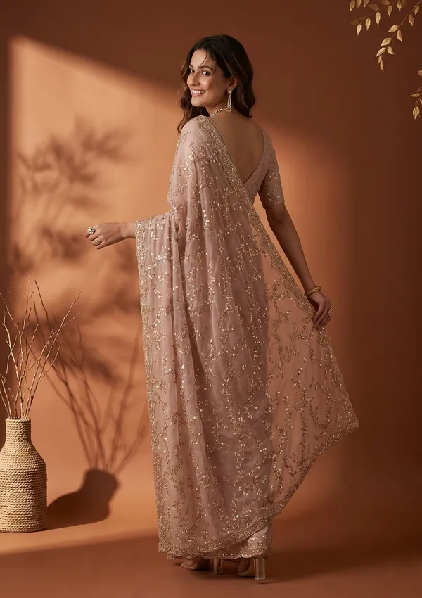 Beige_Tissue_Sequins_Saree_With_Matching_Blouse_Piece