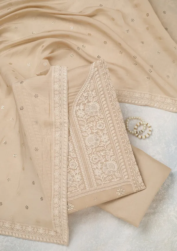 Brown_Threadwork_Cotton_Unstitched_Salwar_Suit