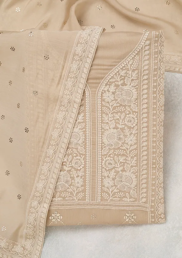 Brown_Threadwork_Cotton_Unstitched_Salwar_Suit