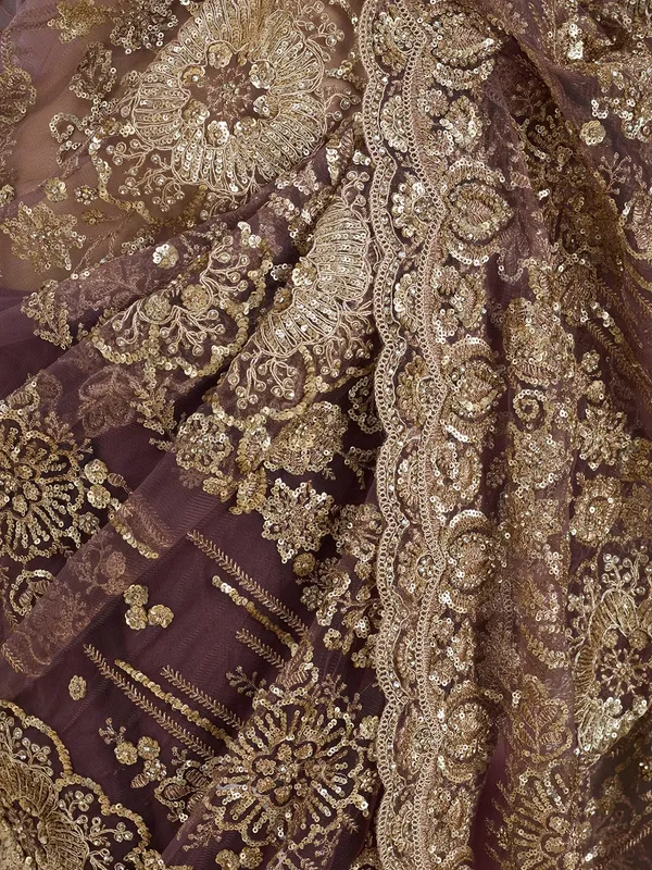 Mauve_Net_Sequins_Saree_With_Matching_Blouse_Piece