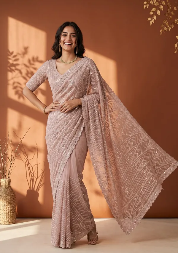 Baby_Pink_Net_Threadwork_Saree_With_Matching_Blouse_Piece