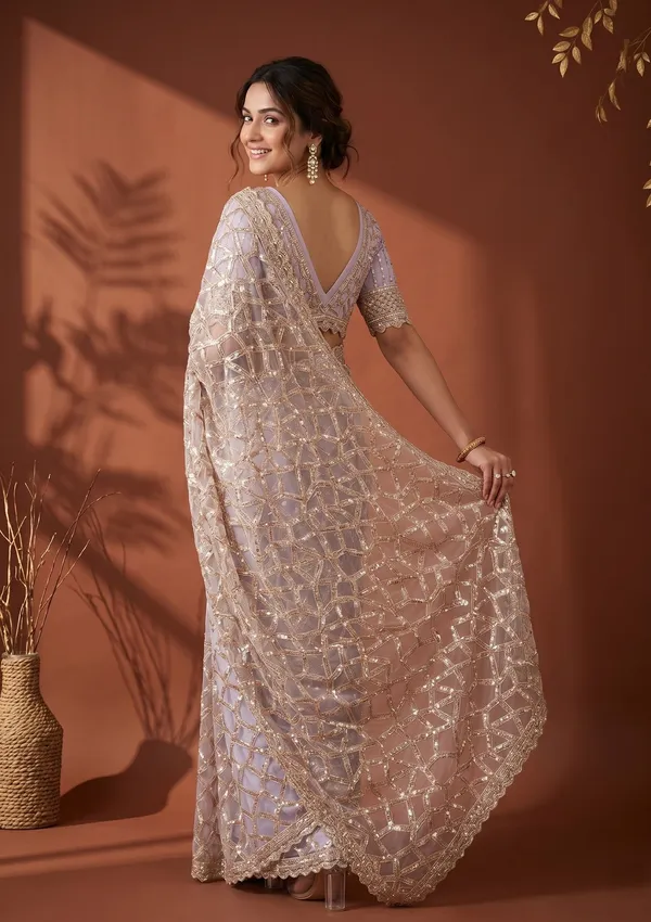 Lavender_Net_Sequins_Saree_With_Matching_Blouse_Piece