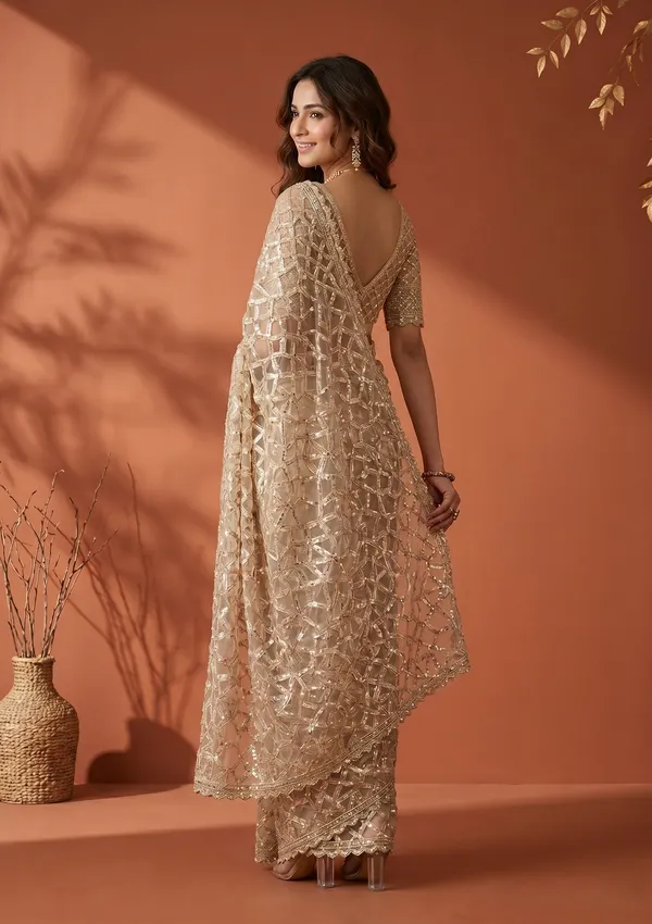 Off_White_Net_Sequins_Saree_With_Matching_Blouse_Piece