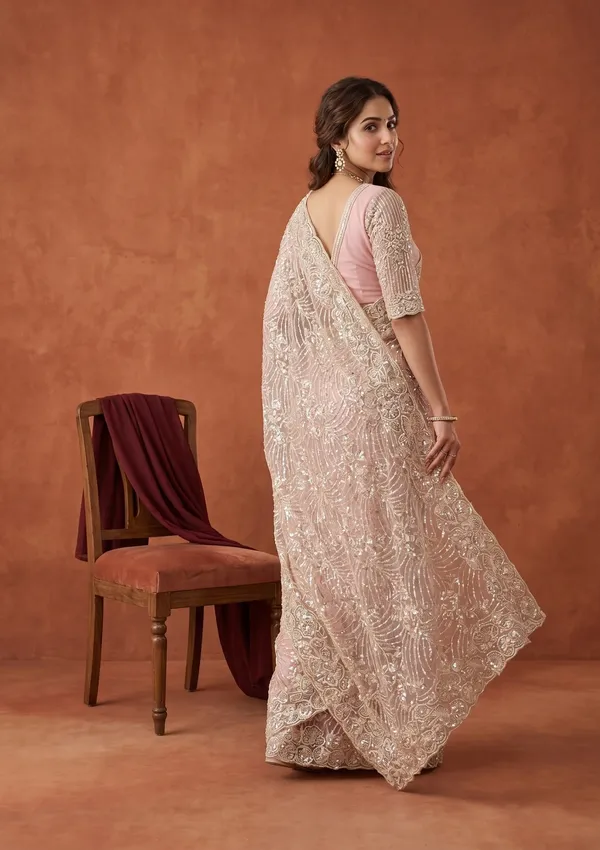Baby_Pink_Net_Sequins_Saree_With_Matching_Blouse_Piece