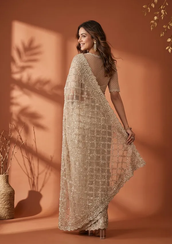 Off_White_Net_Sequins_Saree_With_Matching_Blouse_Piece