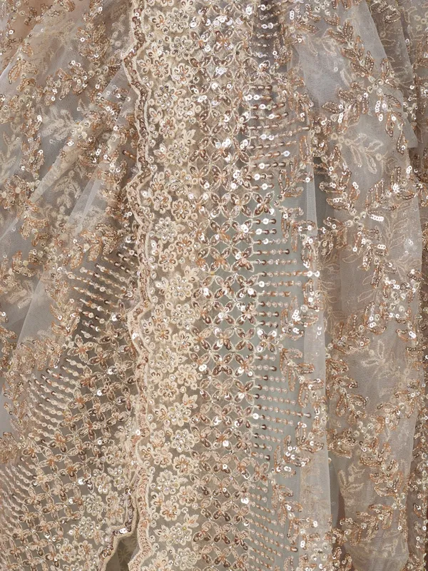 Grey_Net_Sequins_Saree_With_Matching_Blouse_Piece