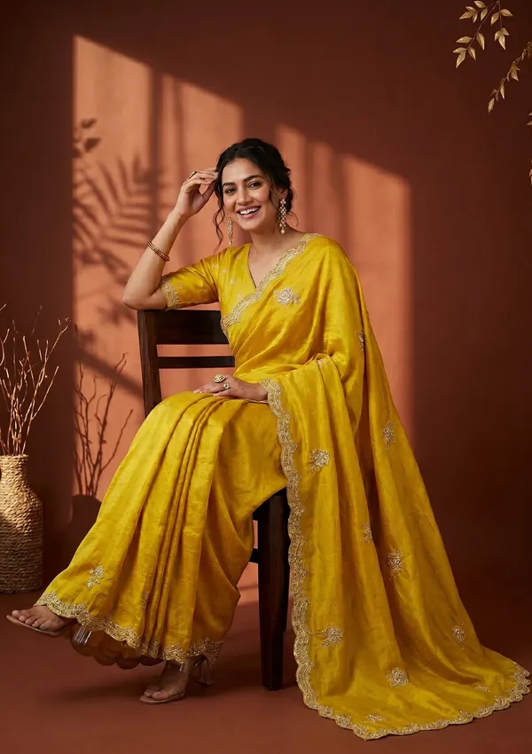 Yellow_Soft_Raw_Silk_Gold_Zariwork_Saree_With_Matching_Blouse_Piece