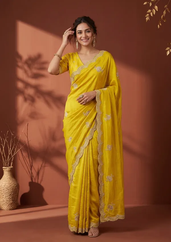 Yellow_Soft_Raw_Silk_Gold_Zariwork_Saree_With_Matching_Blouse_Piece