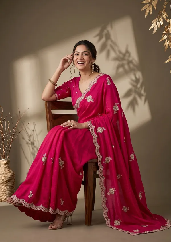 Rani_Pink_Soft_Raw_Silk_Gold_Zariwork_Saree_With_Matching_Blouse_Piece
