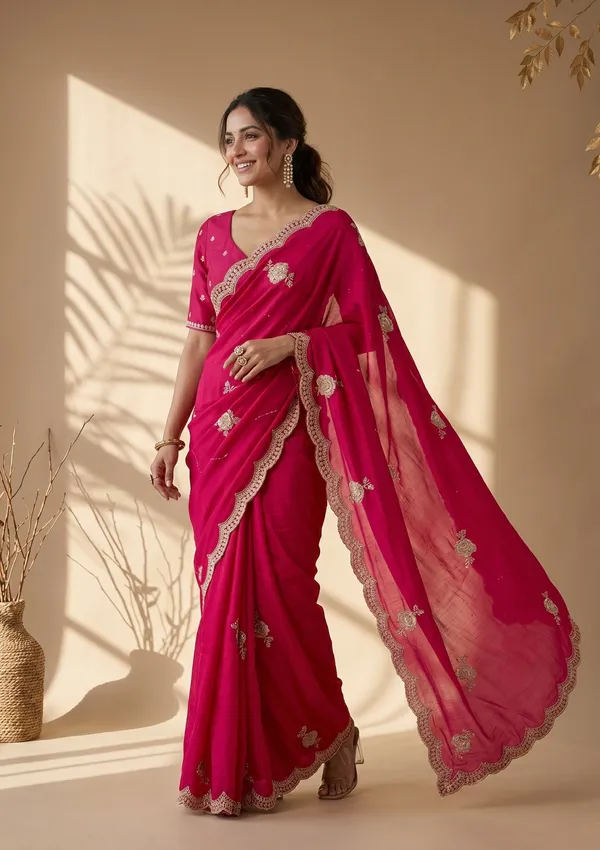 Rani_Pink_Soft_Raw_Silk_Gold_Zariwork_Saree_With_Matching_Blouse_Piece