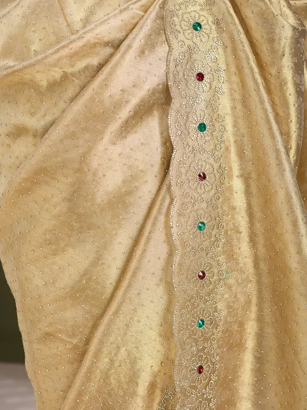 Gold_Organza_Silver_Stonework_Saree_With_Matching_Blouse_Piece