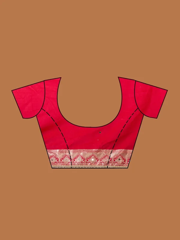 Red_Silk_Buti_Gold_Stonework_Saree_With_Matching_Blouse_Piece
