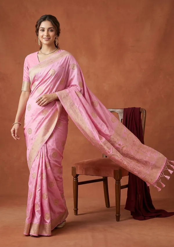 Baby_Pink_Silk_Buti_Saree_With_Matching_Blouse_Piece