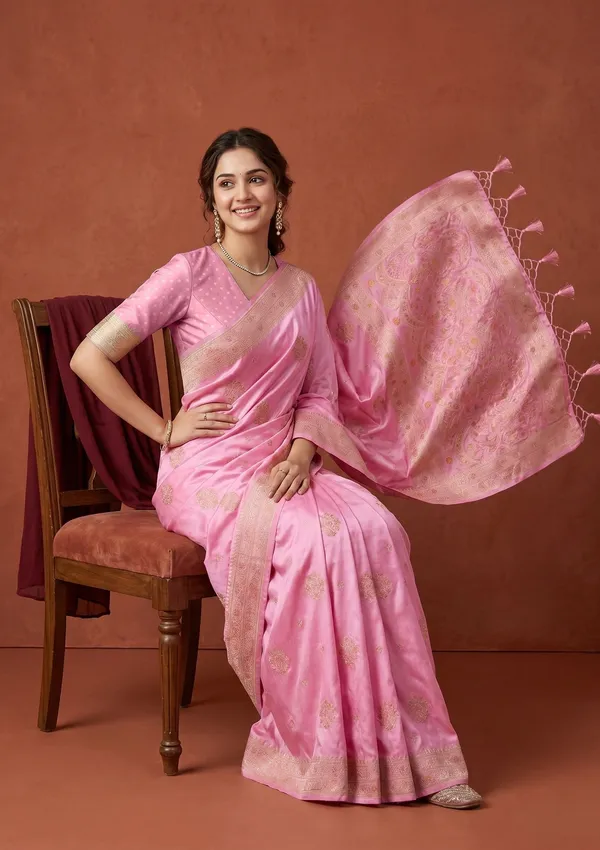 Baby_Pink_Silk_Buti_Saree_With_Matching_Blouse_Piece
