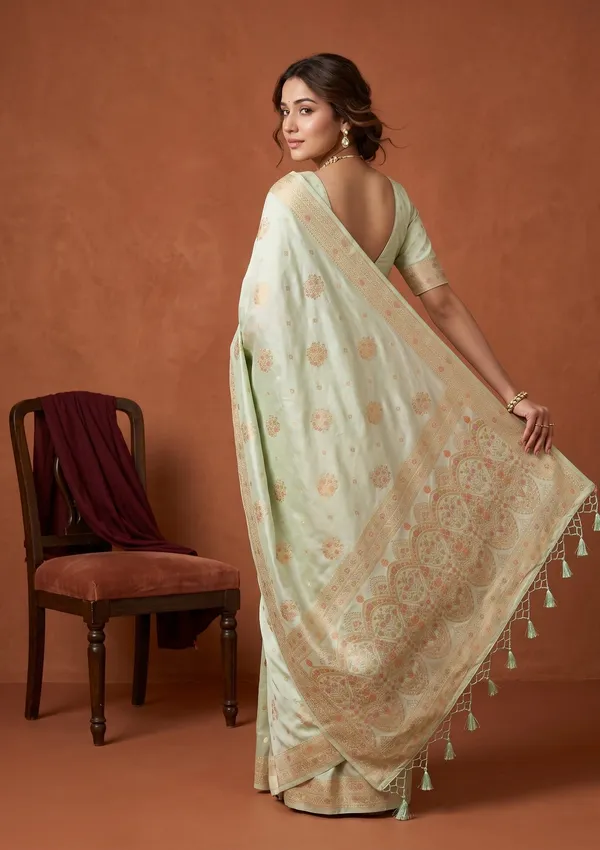 Sea_Green_Silk_Buti_Saree_With_Matching_Blouse_Piece