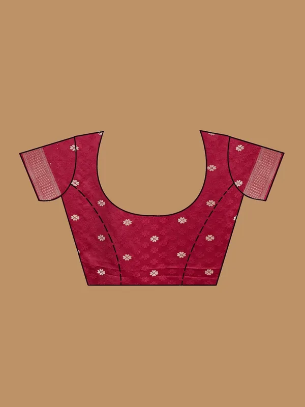 Maroon_Silk_Jaal_Saree_With_Matching_Blouse_Piece
