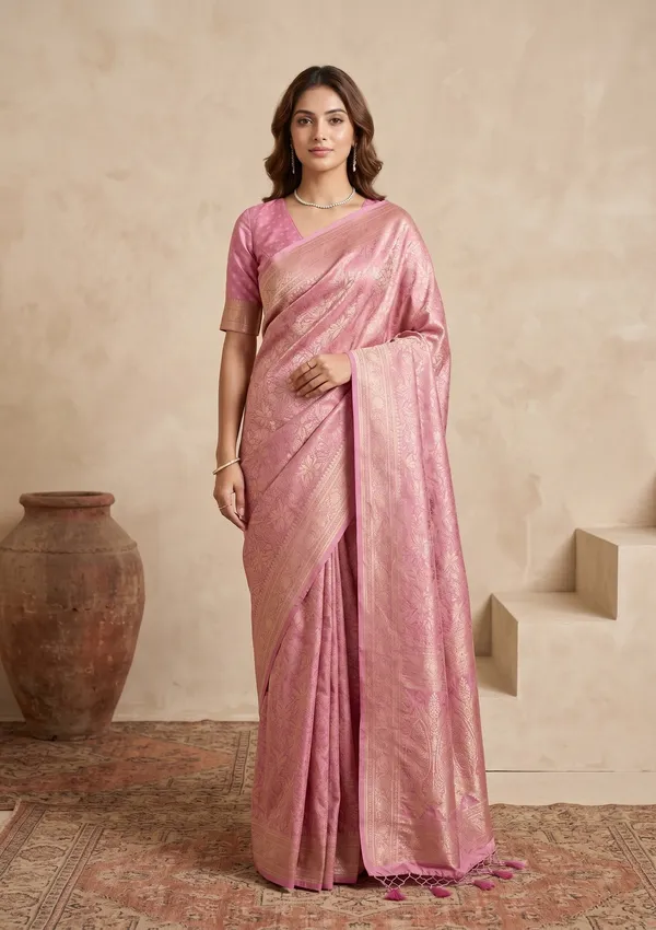 Onion_Pink_Silk_Jaal_Saree_With_Matching_Blouse_Piece