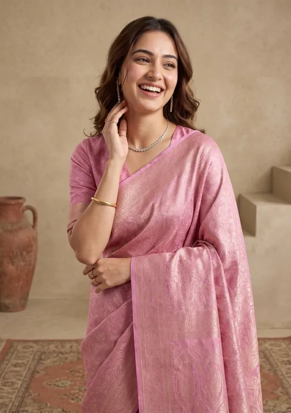 Onion_Pink_Silk_Jaal_Saree_With_Matching_Blouse_Piece