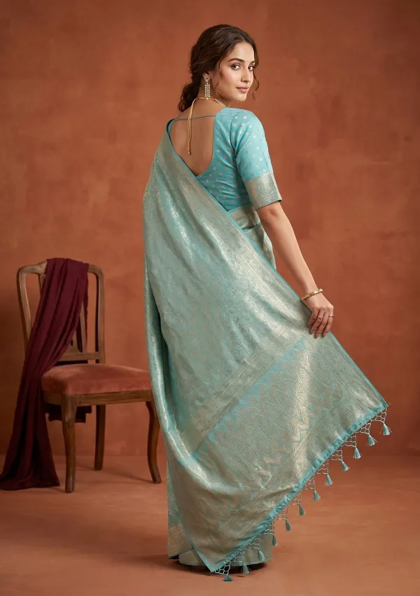 Sky_Blue_Silk_Jaal_Saree_With_Matching_Blouse_Piece