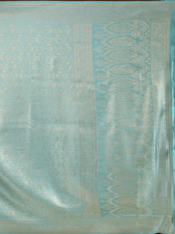 Sky_Blue_Silk_Jaal_Saree_With_Matching_Blouse_Piece