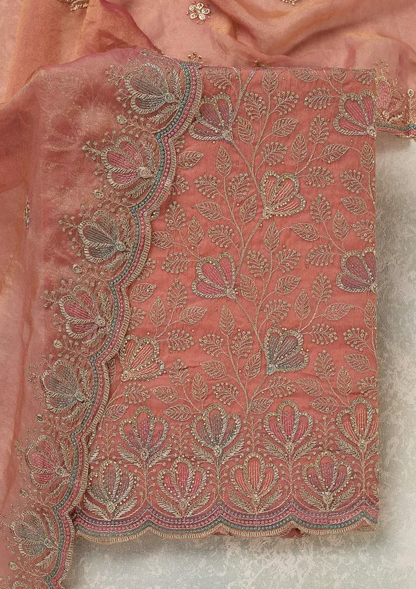 Peach_Zardozi_Gold_Shimmer_Unstitched_Salwar_Suit