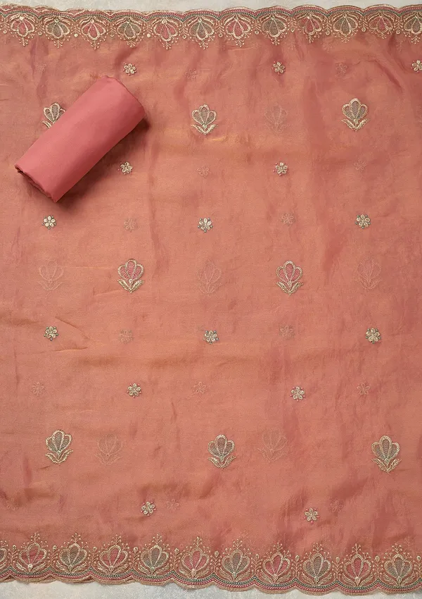 Peach_Zardozi_Gold_Shimmer_Unstitched_Salwar_Suit