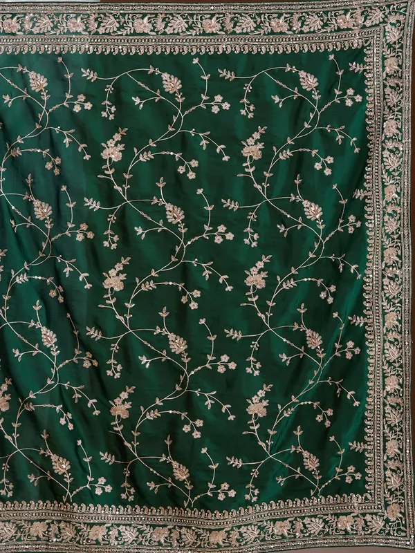 Bottle_Green_Aariwork_Satin_Saree
