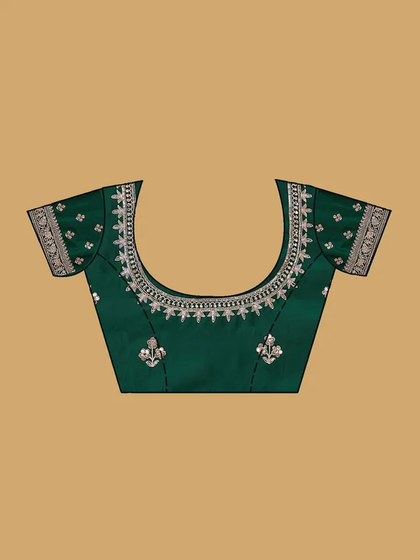 Bottle_Green_Aariwork_Satin_Saree
