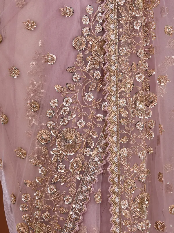 Lavender_Sequins_Net_Saree