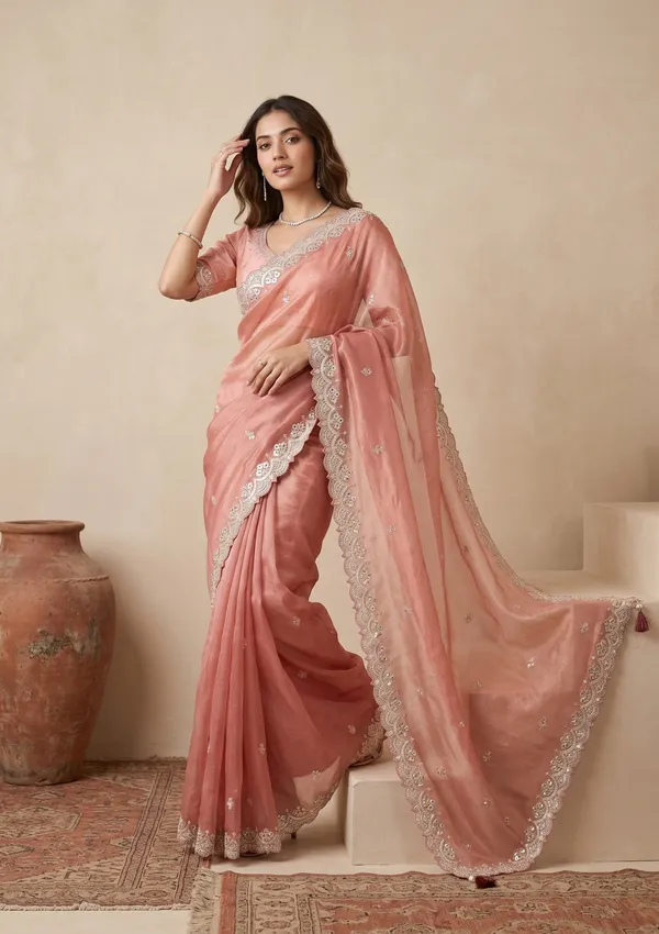 Onion_Pink_Sequins_Tissue_Saree