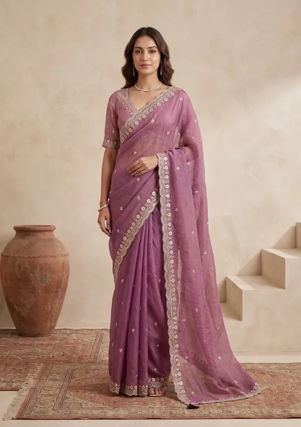 Lavender_Sequins_Tissue_Saree