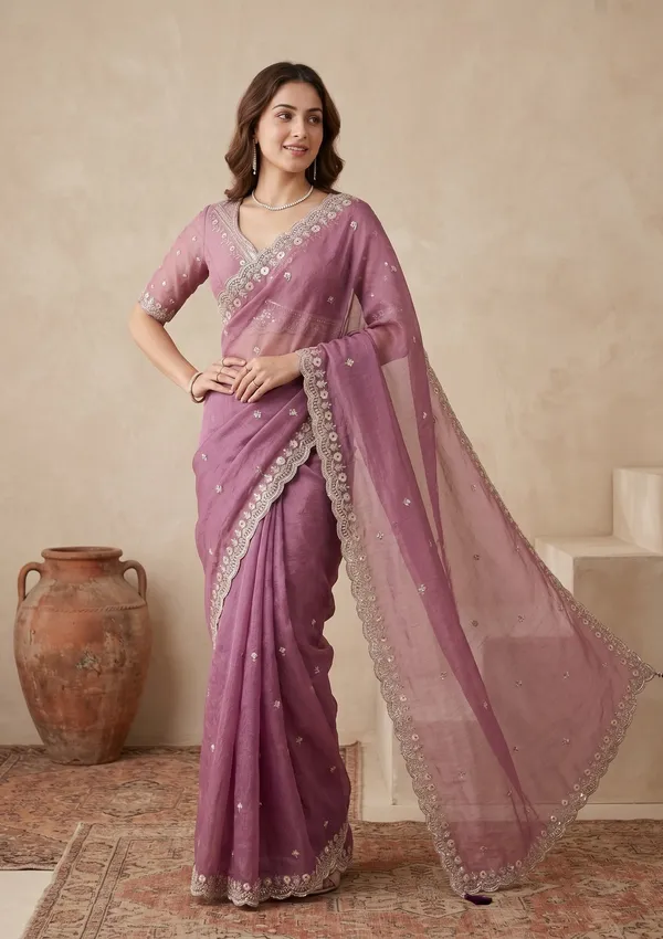 Lavender_Sequins_Tissue_Saree