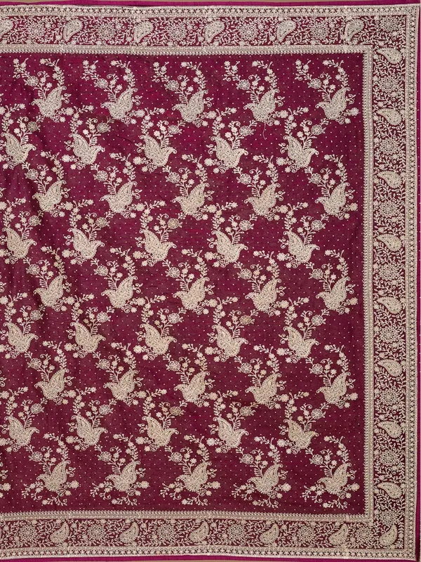 Wine_Zariwork_Gold_Tissue_Saree