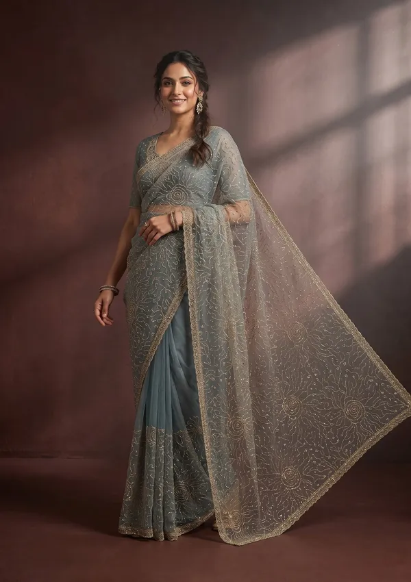 Blue_Stonework_Gold_Tissue_Saree