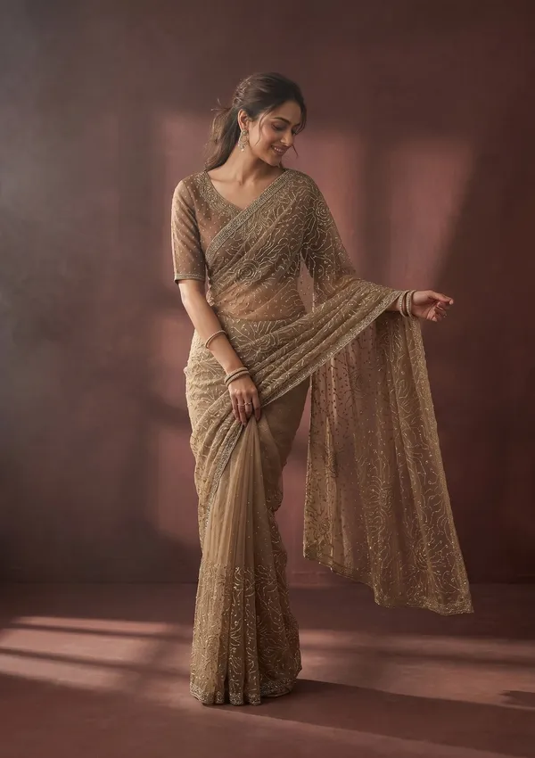 Gold_Stonework_Gold_Tissue_Saree