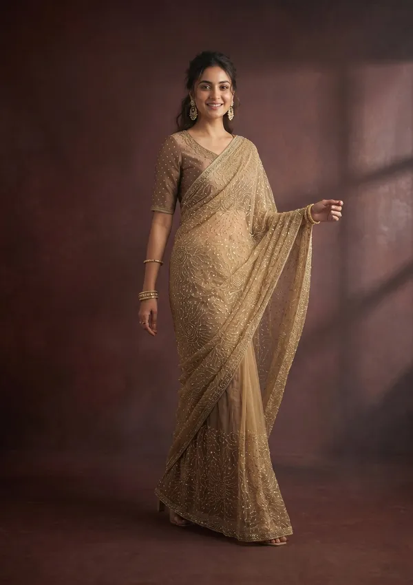 Gold_Stonework_Gold_Tissue_Saree