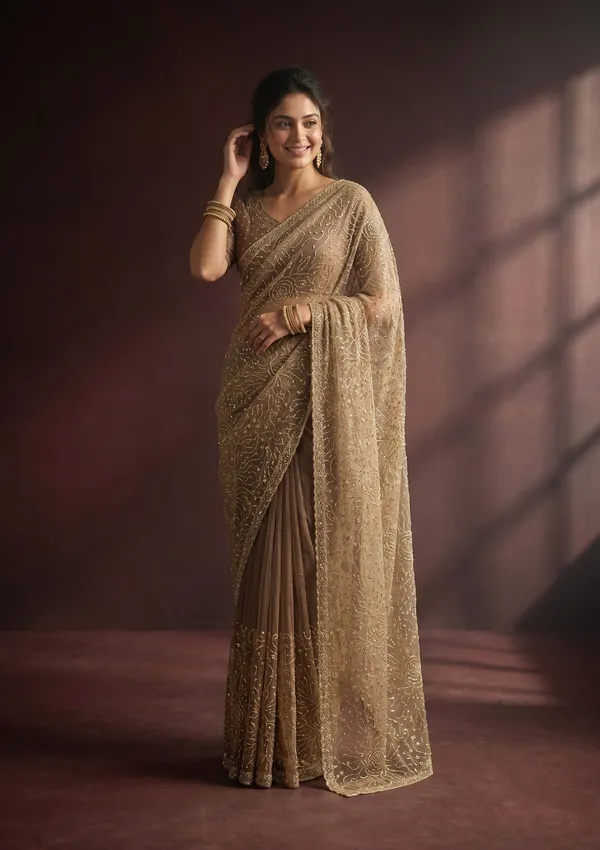 Gold_Stonework_Gold_Tissue_Saree