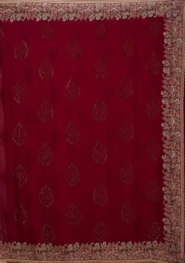 Wine_Kashmiri_Georgette_Saree