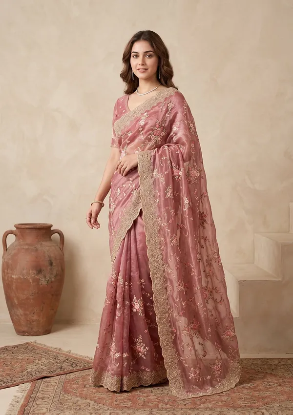 Pink_Threadwork_Tissue_Saree