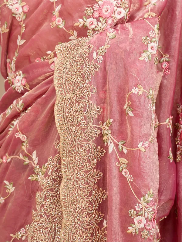 Pink_Threadwork_Tissue_Saree